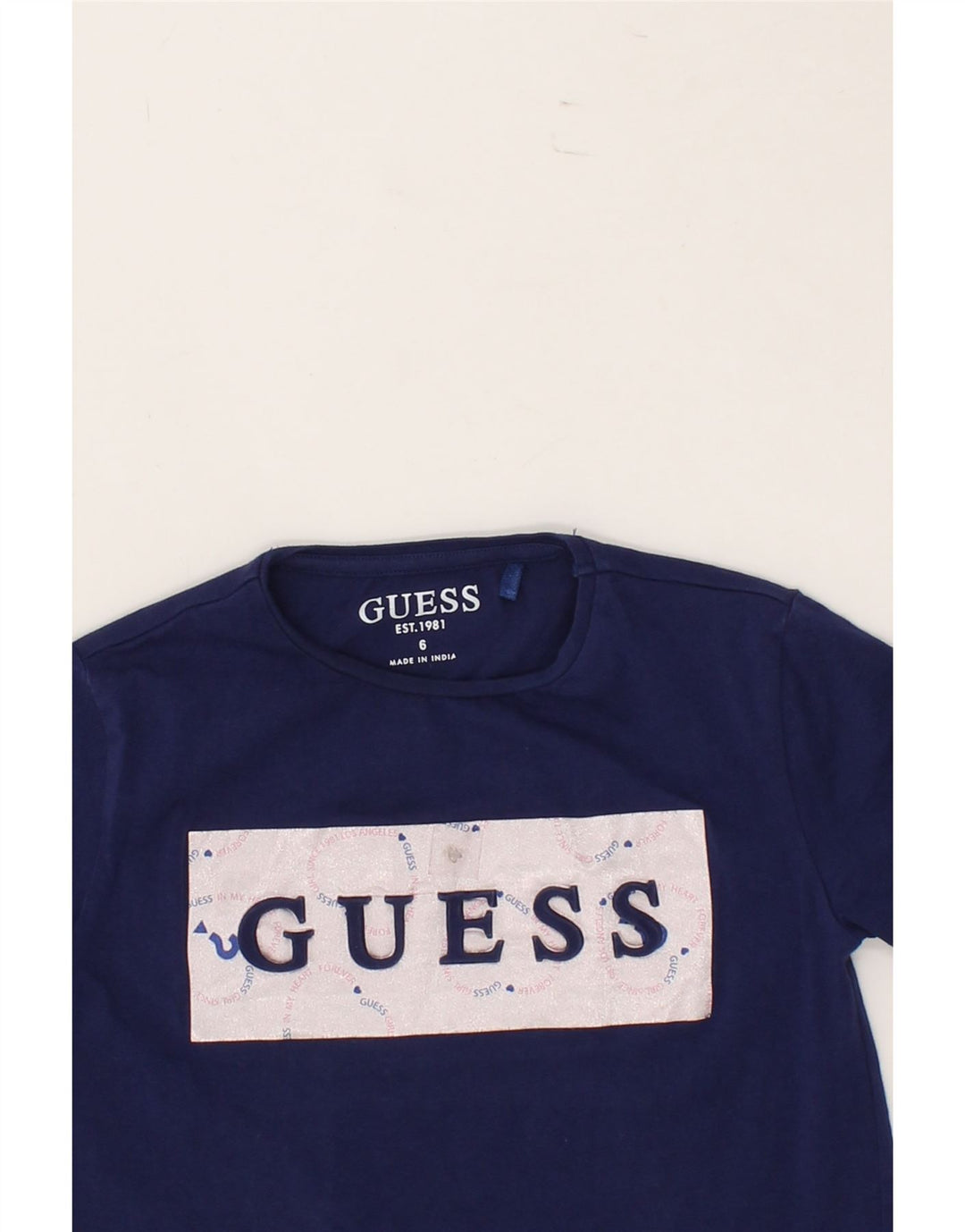 GUESS Boys Graphic T-Shirt Top 5-6 Years Navy Blue Vintage Guess and Second-Hand Guess from Messina Hembry 