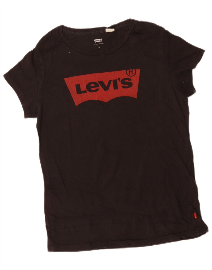 T-shirt grafica da donna Levi's Top UK 12 cotone nero medio