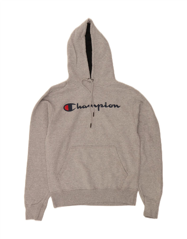 CHAMPION Mens Graphic Hoodie Jumper Small Grey Cotton Vintage Champion and Second-Hand Champion from Messina Hembry 
