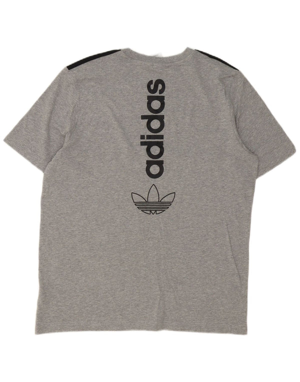 T-shirt grafica da uomo Adidas Top grande in cotone color block grigio