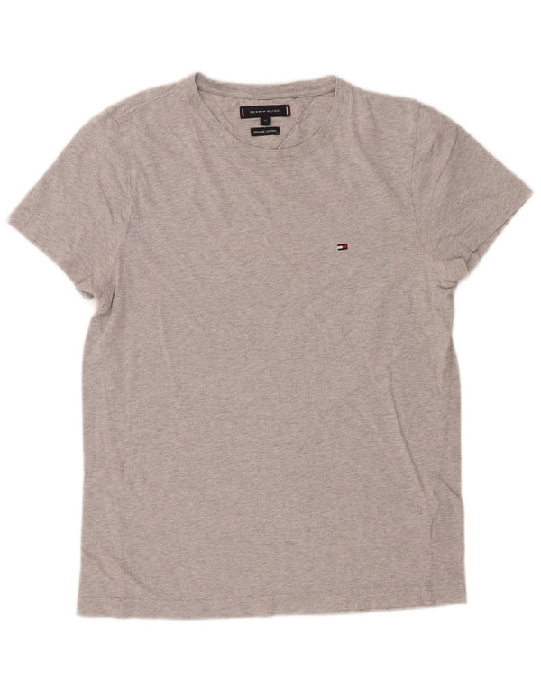 TOMMY HILFIGER T-shirt da uomo Top XS in cotone chiazzato grigio