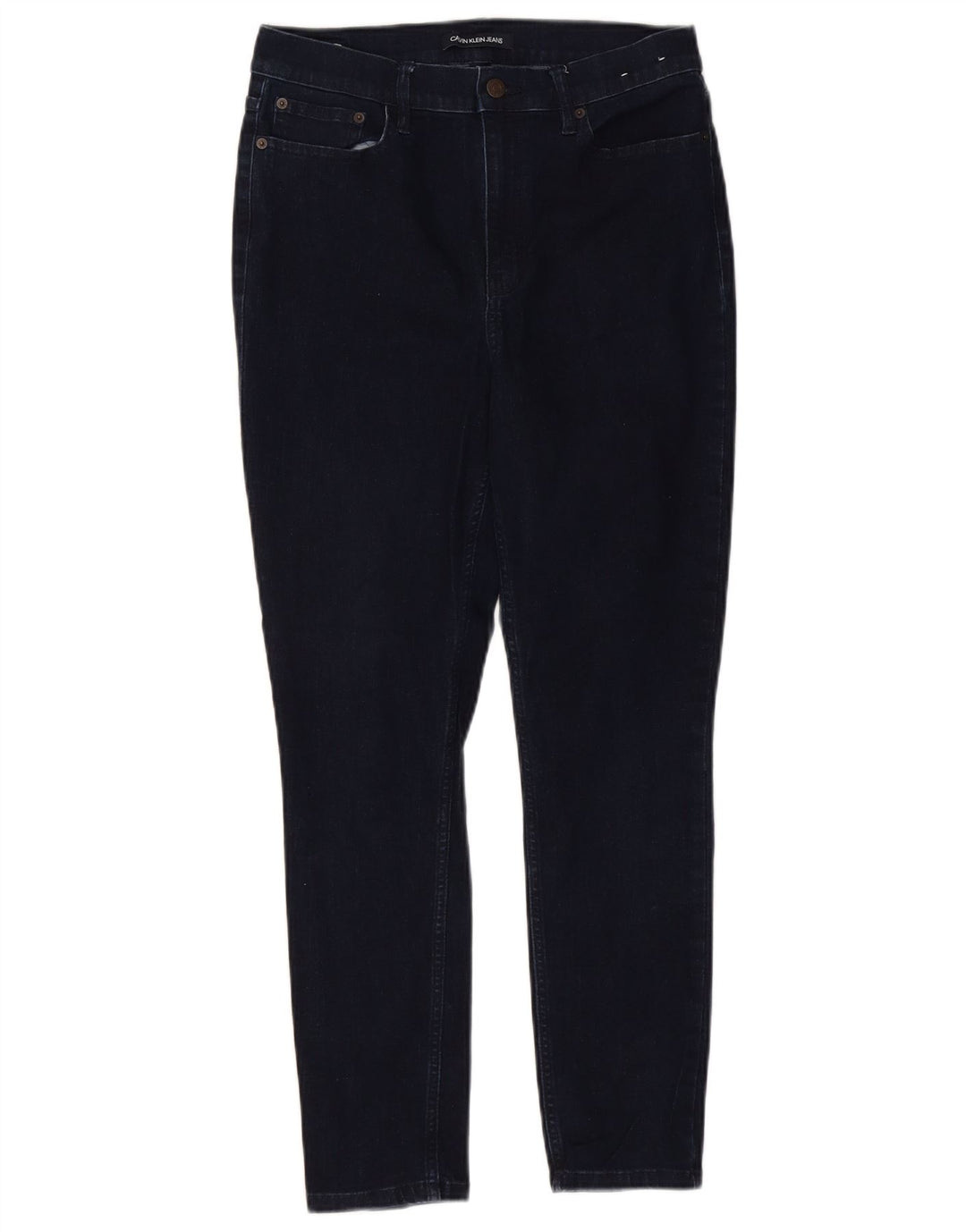CALVIN KLEIN Jeans skinny a vita alta da donna US 12 Large W31 L26 Blu navy