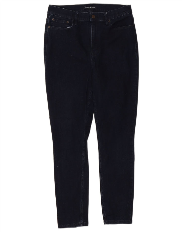 CALVIN KLEIN Jeans skinny a vita alta da donna US 12 Large W31 L26 Blu navy