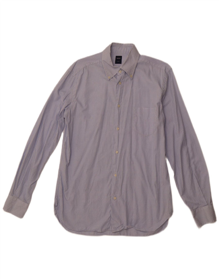 BOGGI Camicia da uomo su misura taglia 40 15 3/4 a quadri blu medio