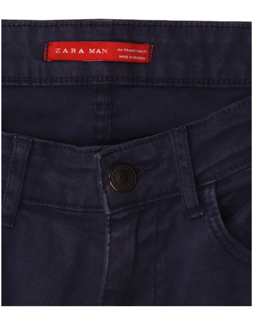 Pantaloni casual slim da uomo Zara EU 40 medi W31 L30 blu navy