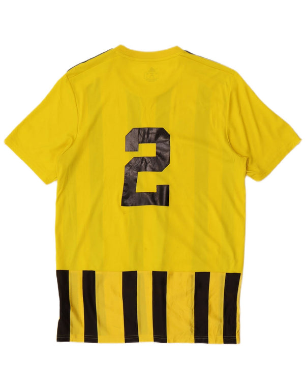 Adidas Mens Aeroready Graphic T-Shirt Top Medium Yellow Striped Polyester