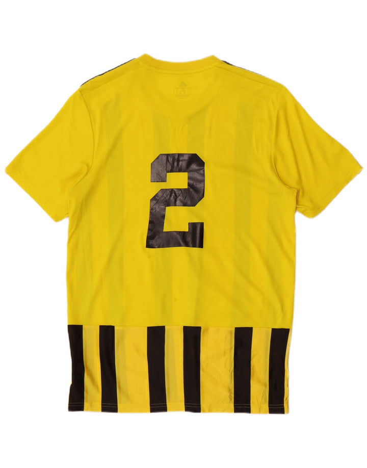 T-shirt grafica Adidas da uomo Aeroready Top in poliestere a righe gialle medie