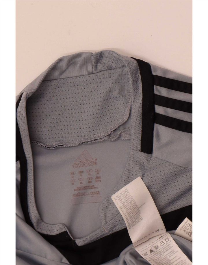 Top Adidas da uomo a maniche lunghe XL in poliestere color block grigio