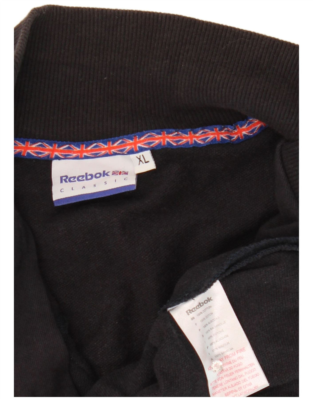 Giacca da ginnastica da uomo Reebok XL in cotone a righe blu navy