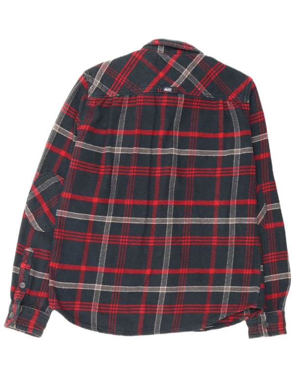 Camicia da uomo in flanella SUPERDRY, cotone a quadri neri grandi