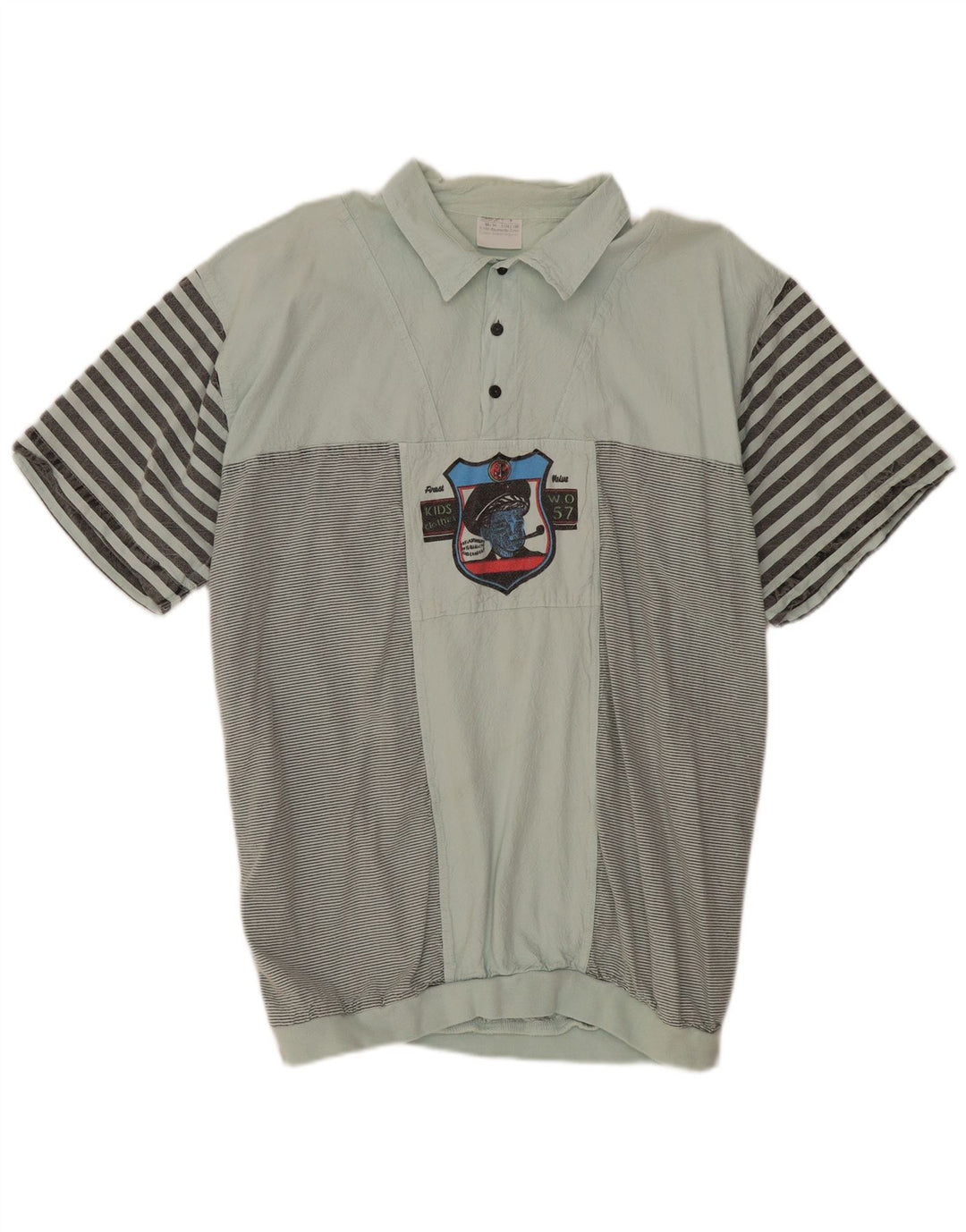 Camicia pullover a maniche corte da uomo VINTAGE IT 52/54 a righe verdi grandi