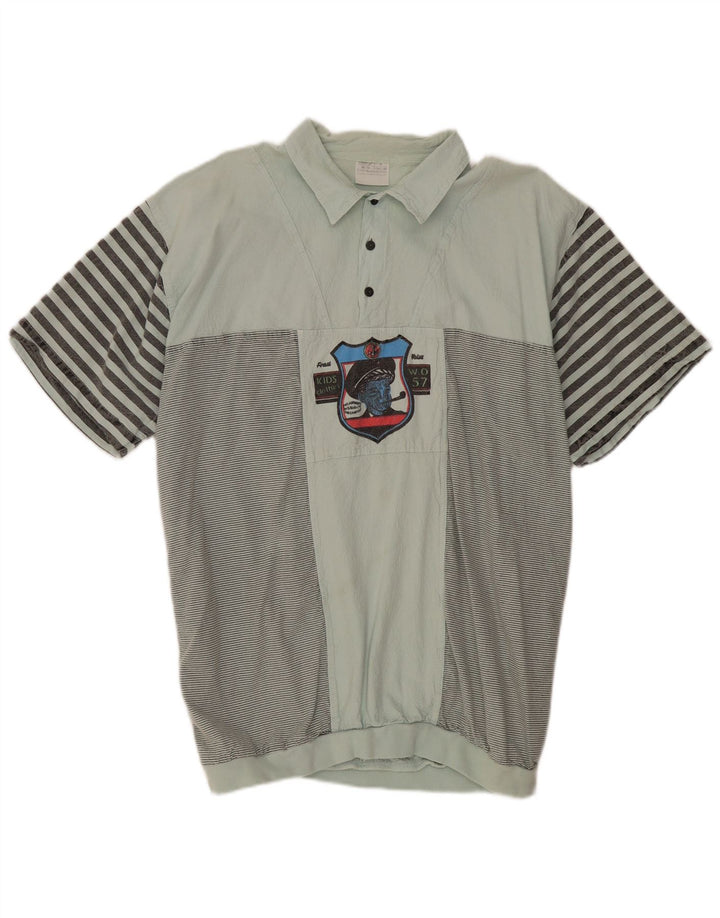Camicia pullover a maniche corte da uomo VINTAGE IT 52/54 a righe verdi grandi