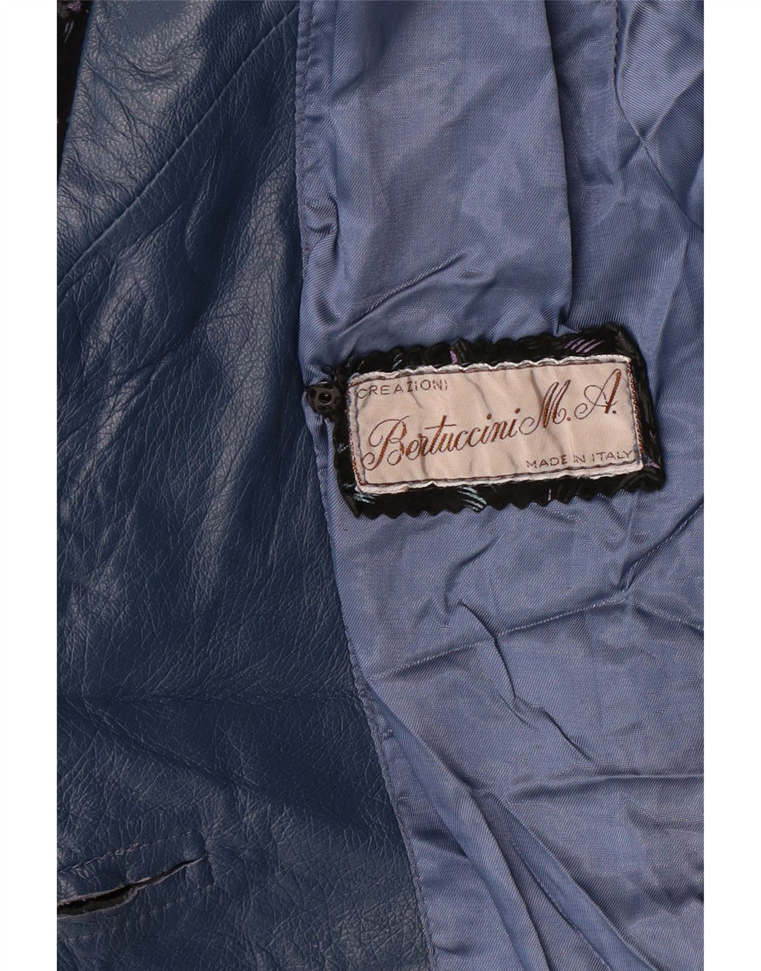 Giacca in pelle vintage da donna UK 14 grande retrò floreale blu