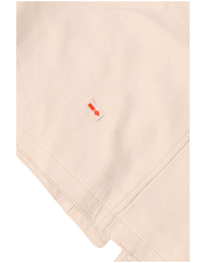 Gilet in pelle da donna VINTAGE UK 12 medio bianco