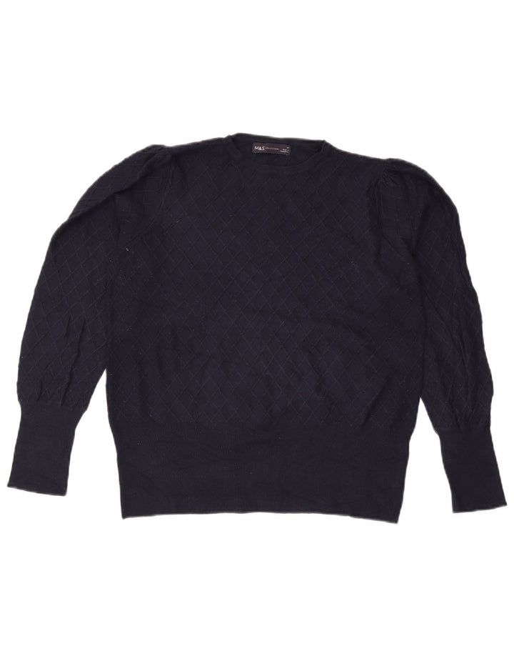Maglione maglione girocollo da donna Marks & Spencer UK 14 blu navy medio