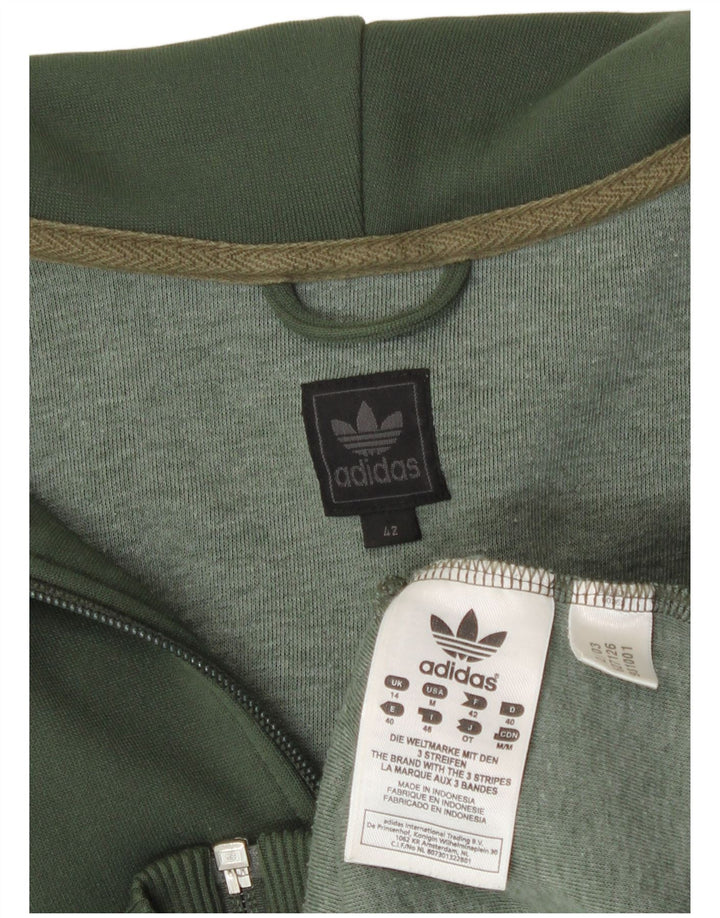 Maglione con cappuccio e zip da donna Adidas UK 14 Poliestere verde medio