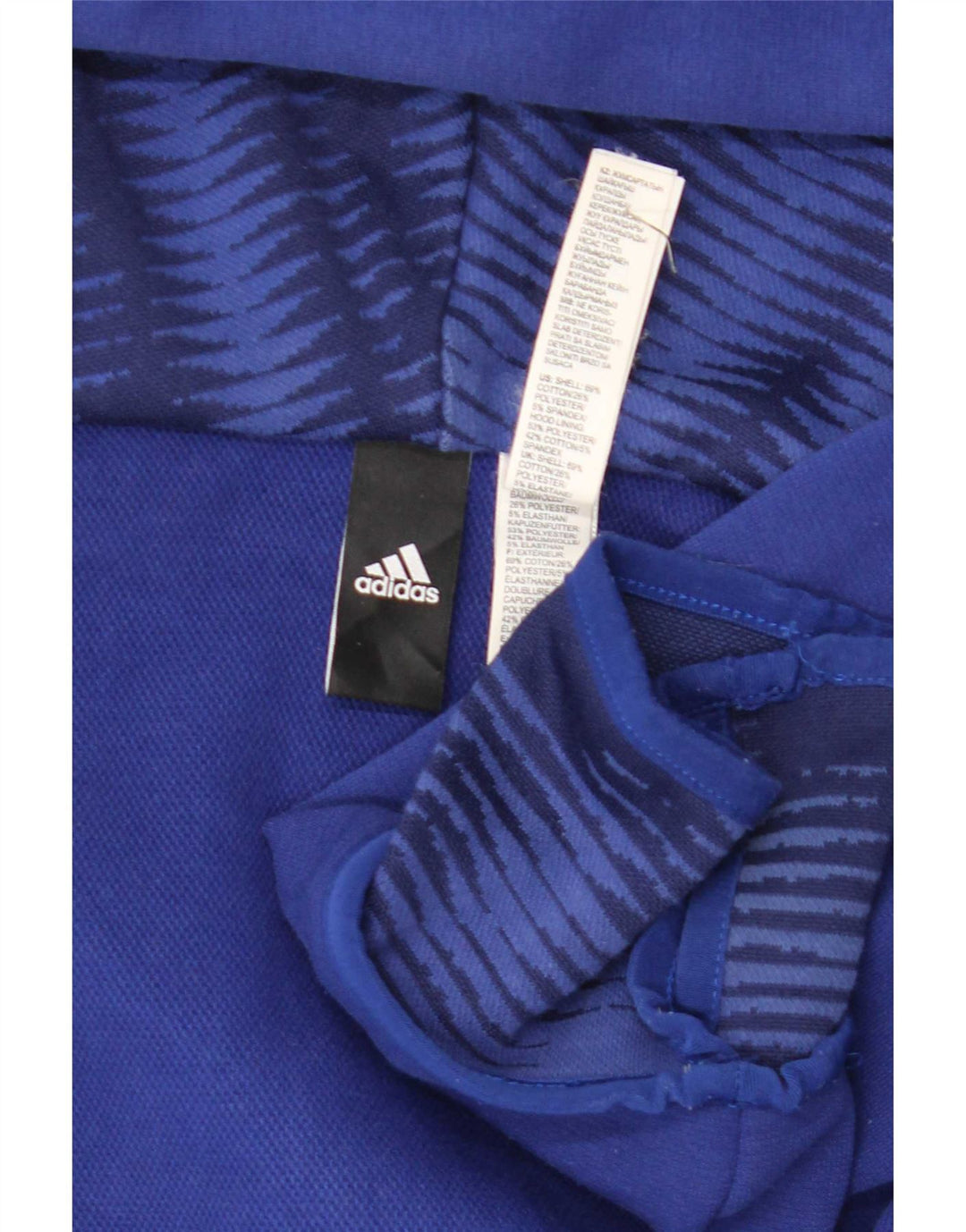 Maglione con cappuccio e zip da uomo Adidas in cotone blu medio