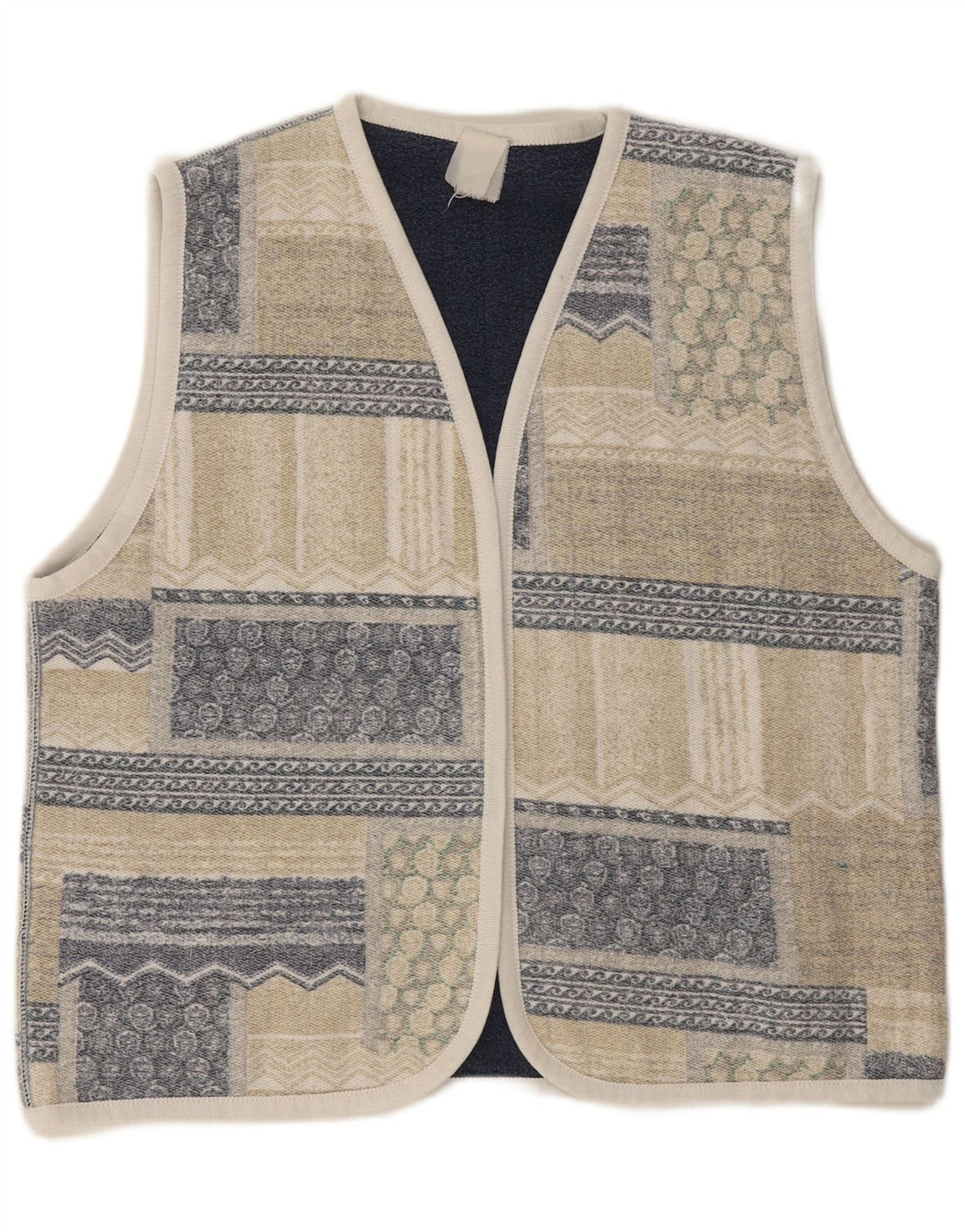 Gilet aperto da donna VINTAGE UK 18 XL Patchwork beige