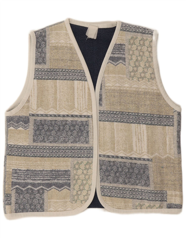 Gilet aperto da donna VINTAGE UK 18 XL Patchwork beige
