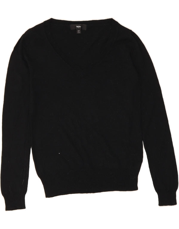MOSSIMO Womens V-Neck Jumper Sweater UK 10 Small Black Nylon