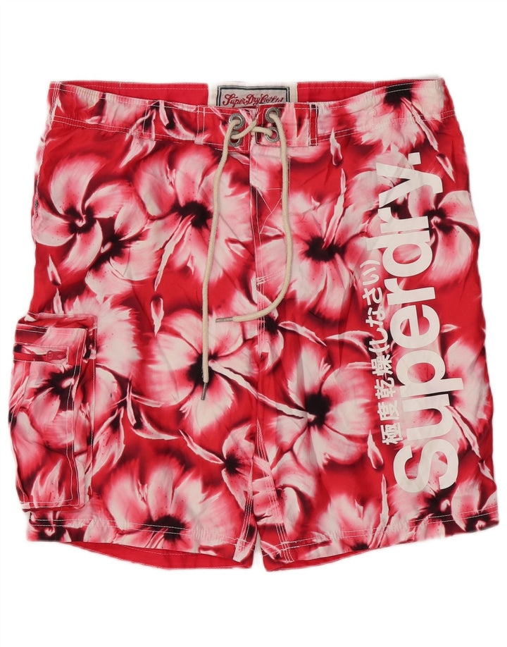 Pantaloncini da bagno grafici da uomo Superdry XL poliestere rosa floreale