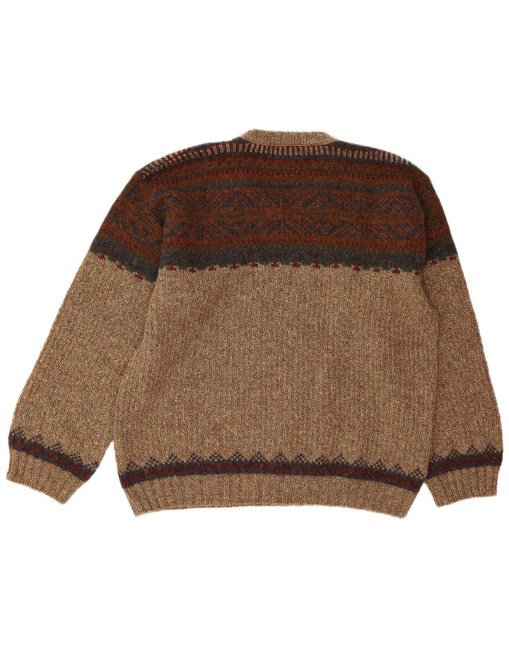 Maglione da uomo con scollo a V St John's Bay in lana Fair Isle beige medio