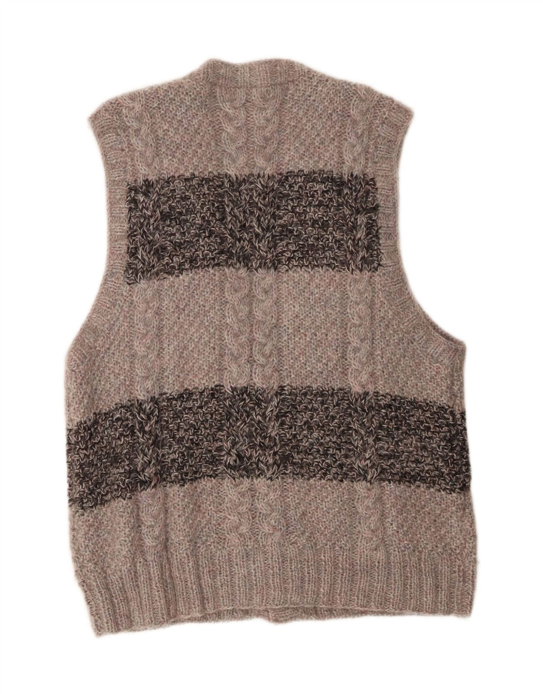 Maglione cardigan senza maniche vintage da uomo grande color grigio