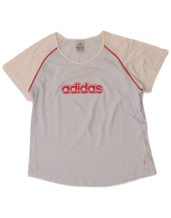 T-shirt grafica da donna Adidas Top UK 14 cotone color block blu medio