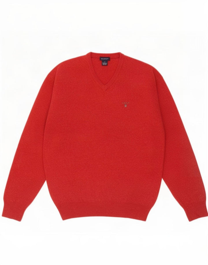 Gant Maglione da uomo con scollo a V in lana d'agnello rosso medio