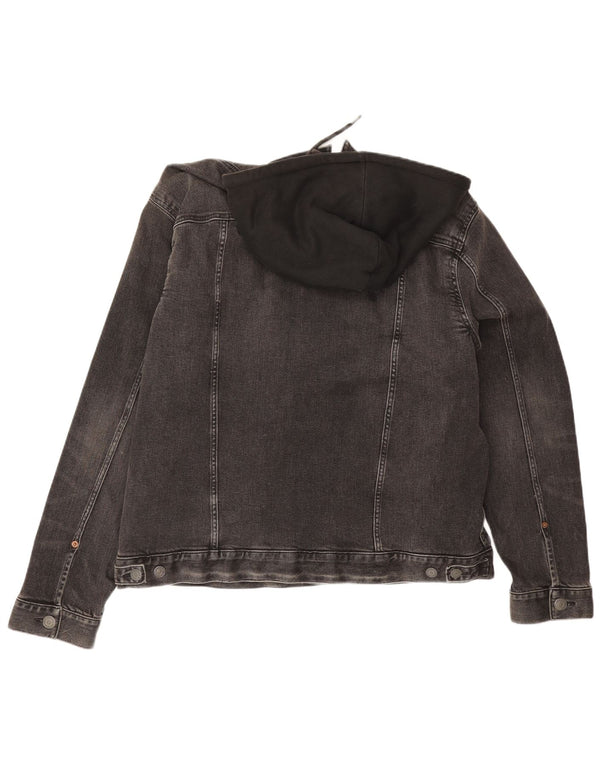 Giacca di jeans con cappuccio da uomo American Eagle UK 42 XL Cotone grigio