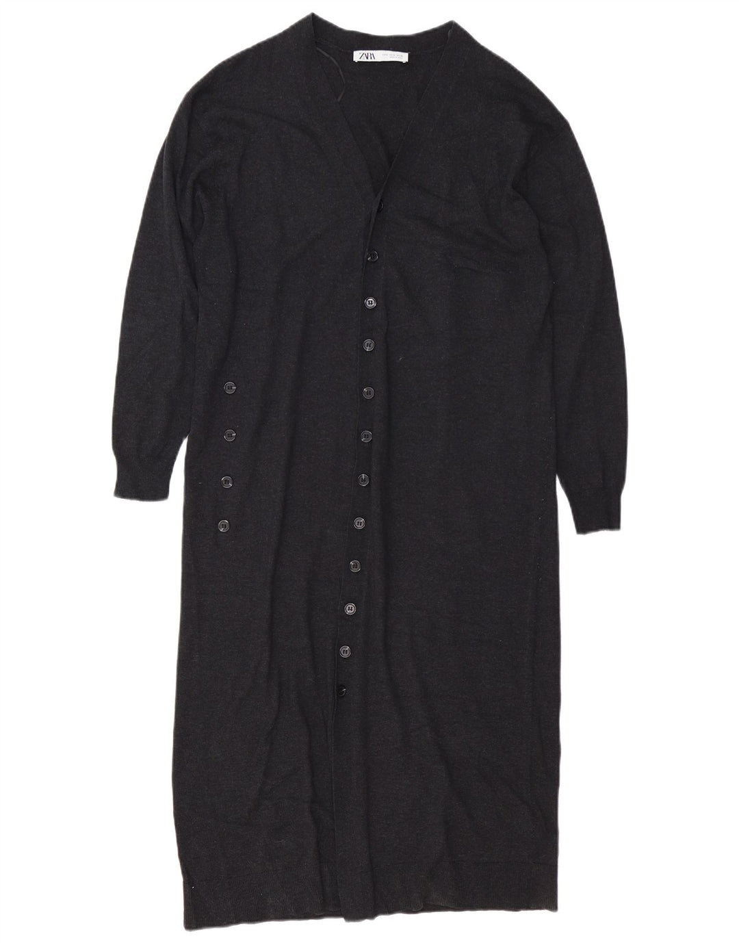 Maglione cardigan oversize a linea lunga da donna Zara UK 10 piccolo poliestere grigio