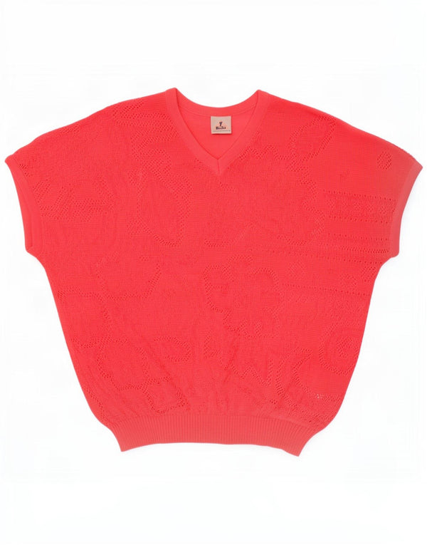 Schoeller Maglione da donna a maniche corte con scollo a V EU 50 3XL Cotone rosa