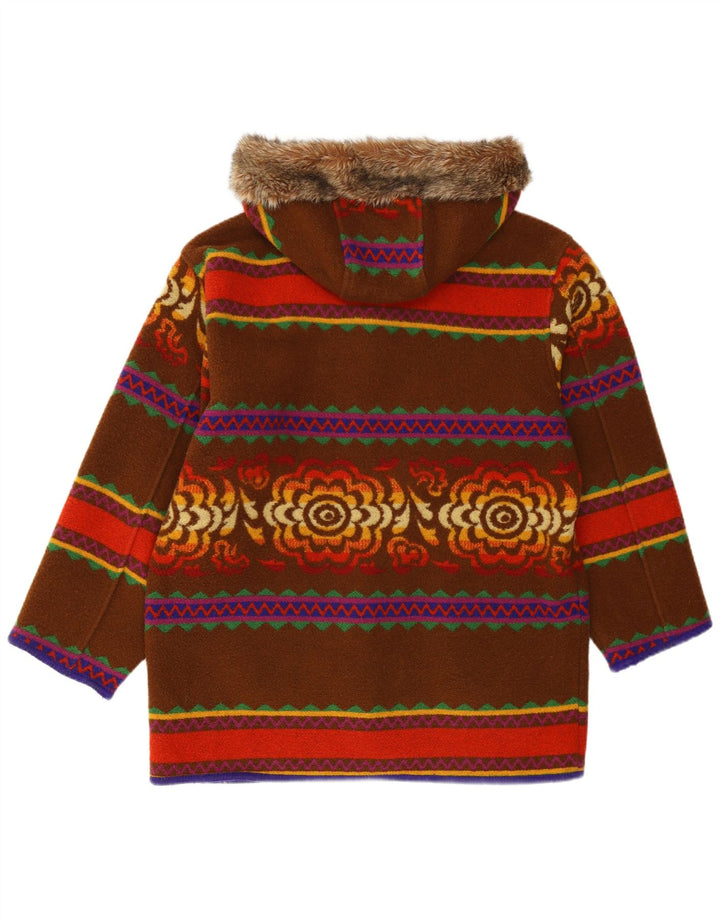 Cappotto oversize con cappuccio da donna Benetton IT 44 Marrone medio Fair Isle