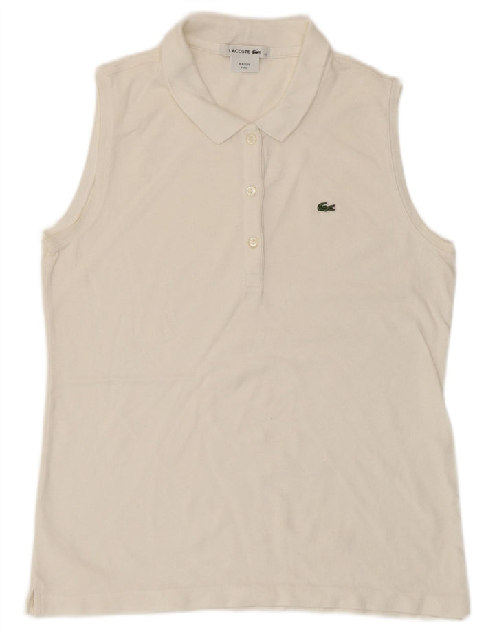 Polo senza maniche da donna Lacoste taglia 42 grande bianca