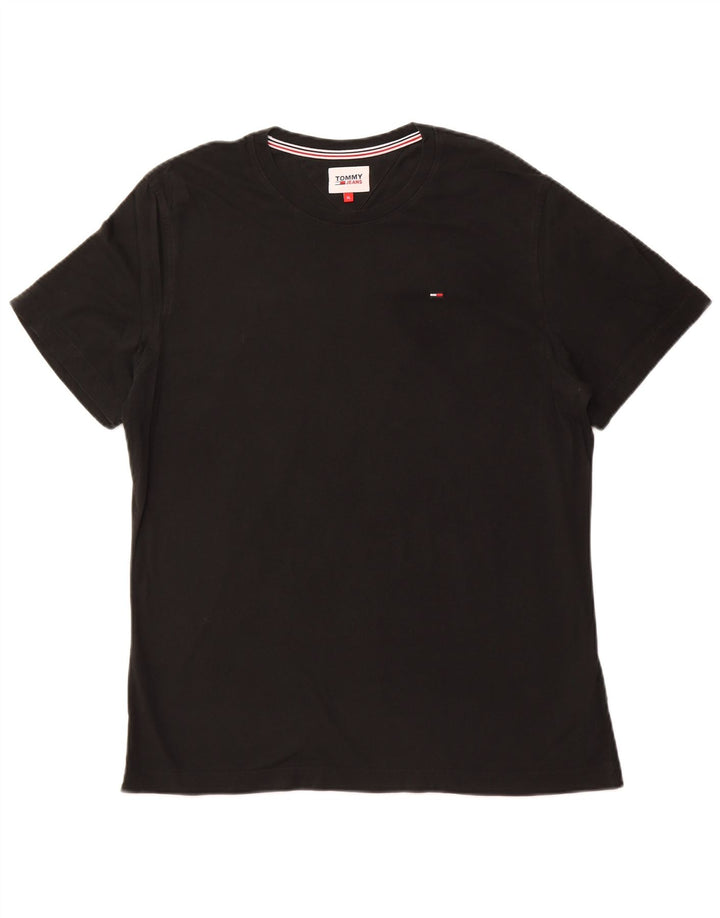 TOMMY HILFIGER T-shirt da uomo Top XL in cotone nero