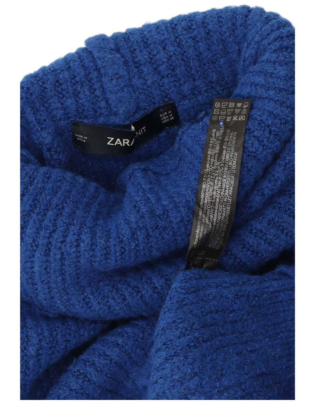 Maglione maglione oversize con collo alto da donna Zara UK 14 Acrilico blu medio