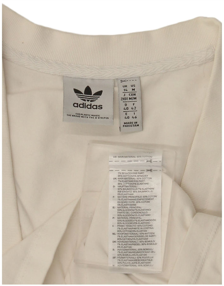T-shirt corta da donna Adidas UK 14 cotone bianco medio