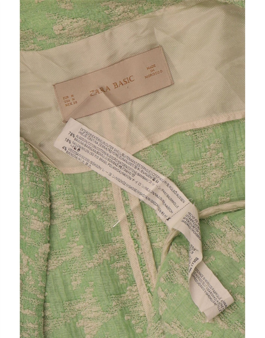 Soprabito da donna Zara UK 14 cotone pied de poule verde medio