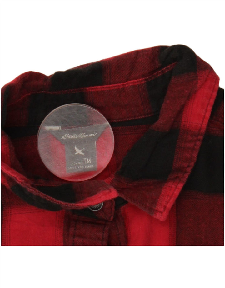 Camicia di flanella da donna EDDIE BAUER UK 14 medio rosso a quadri