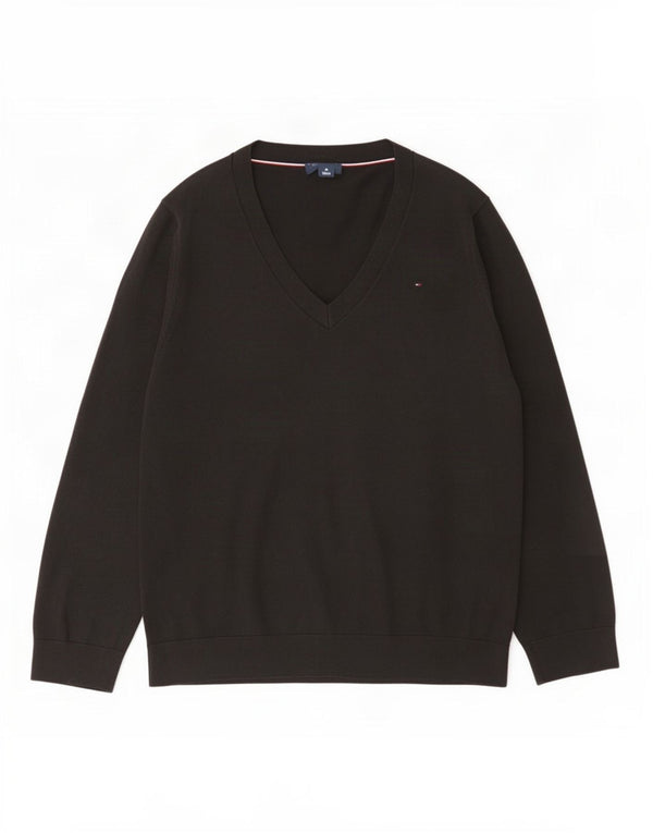 Maglione maglione con scollo a V da donna Tommy Hilfiger UK 14 Grigio medio