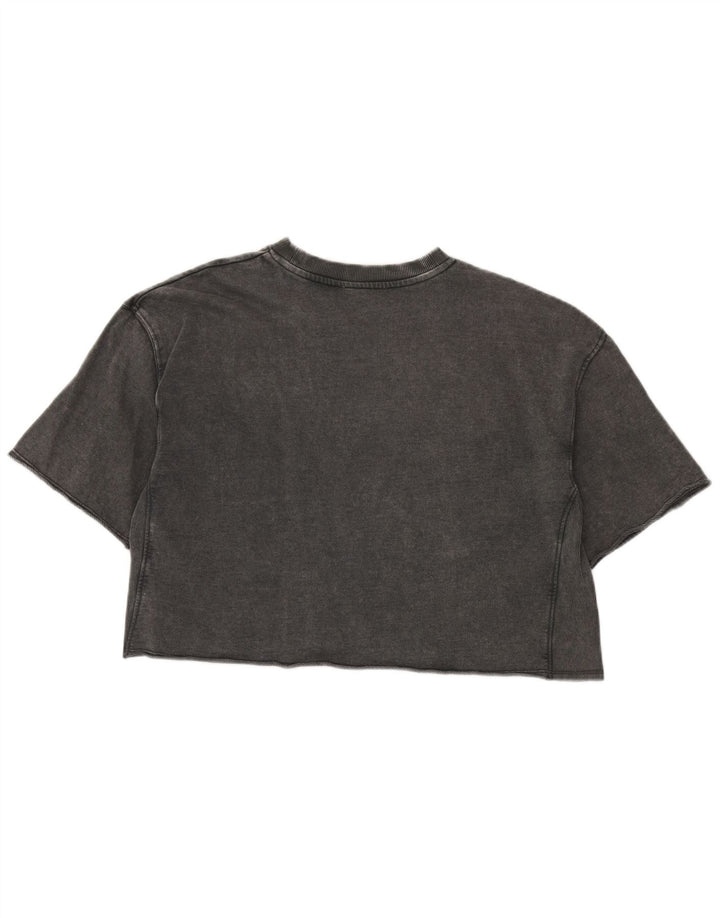 T-shirt corta oversize da donna Zara UK 10 piccola in cotone grigio