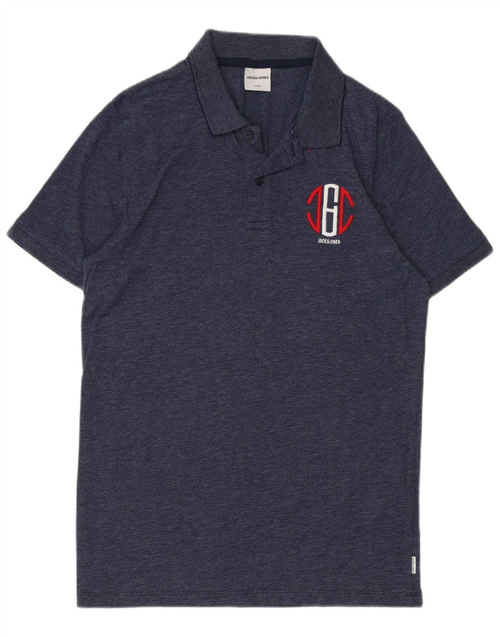 Polo grafica da uomo Jack & Jones in cotone chiazzato blu navy medio