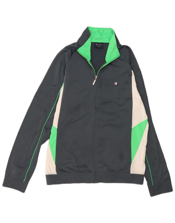 Giacca da tuta da uomo Champion, grande, in poliestere color block grigio