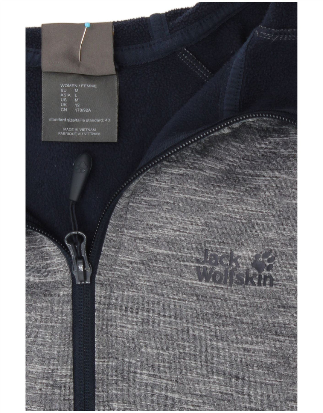 Maglione con cappuccio e zip da donna Jack Wolfskin UK 12 poliestere screziato grigio medio