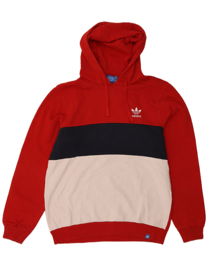 Maglione con cappuccio da uomo ADIDAS in cotone color block rosso medio