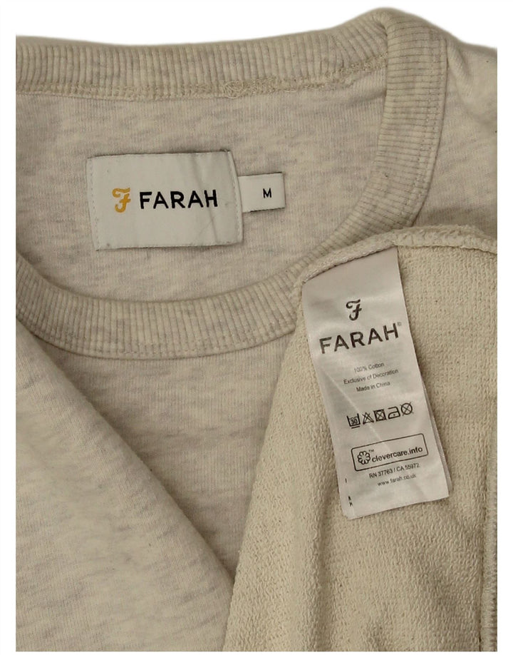 Felpa da uomo Farah Maglione in cotone chiazzato grigio medio