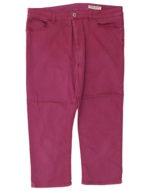 Pantaloni Capri a vita alta da donna Marks & Spencer UK 16 Large W34 L21 Viola