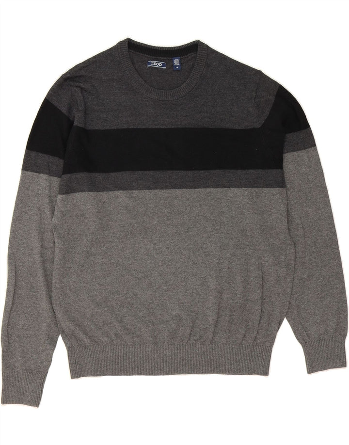 IZOD Mens Crew Neck Jumper Sweater Large Grey Colourblock Cotton Vintage Izod and Second-Hand Izod from Messina Hembry 