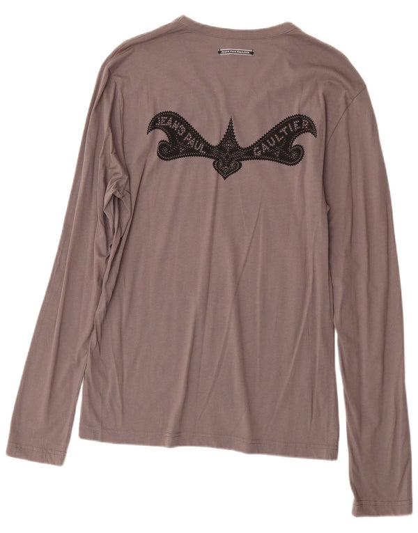 Jean Paul Gaultier Top grafico da donna a maniche lunghe UK 18 XL Designer grigio