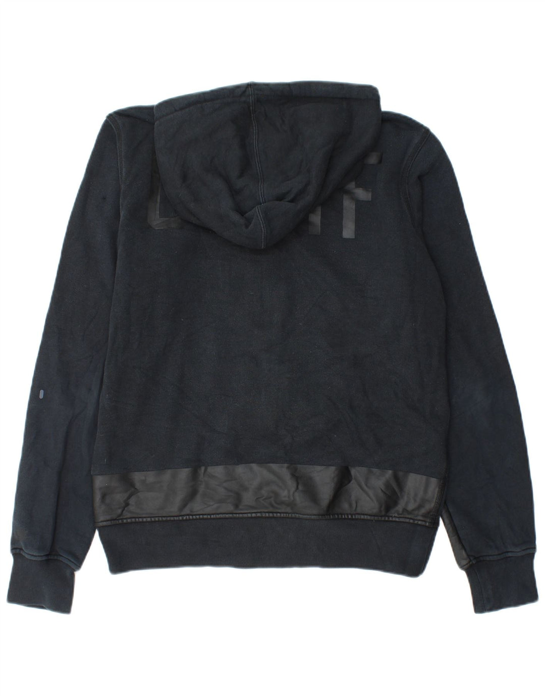 Felpa con cappuccio e zip grafica Nike da uomo in cotone color block medio blu navy